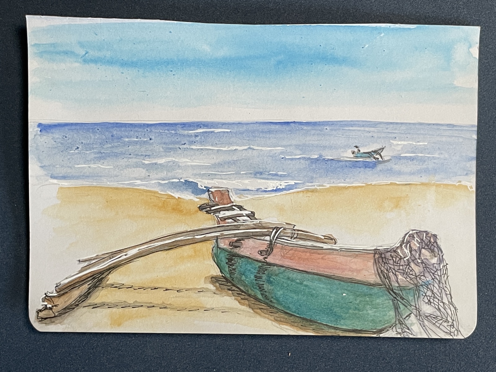 Boot am Wasser, Skizze von Ellen Hermes